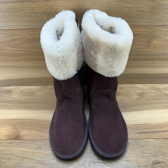 UGG Aleyah Youth Big Girls Boots Size 5 Brown Suede Shearling Fur Lined - Picture 5 of 11
